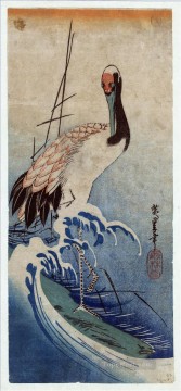 Utagawa Hiroshige Painting - grúa en ondas 1835 Utagawa Hiroshige Ukiyoe